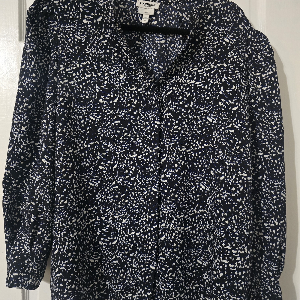 Express Black and White Patterned Blouse